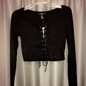 Black forever 21 laced up crop top